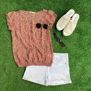 COPY - White stretchy denim cutoff shorts